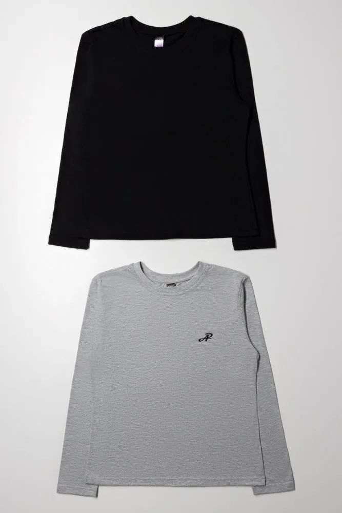 2 Pack Long Sleeve T-Shirts Black And Grey
