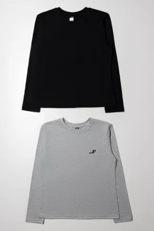 2 Pack Long Sleeve T-Shirts Black And Grey