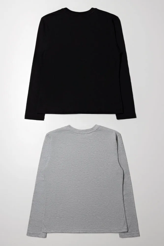 2 Pack Long Sleeve T-Shirts Black And Grey