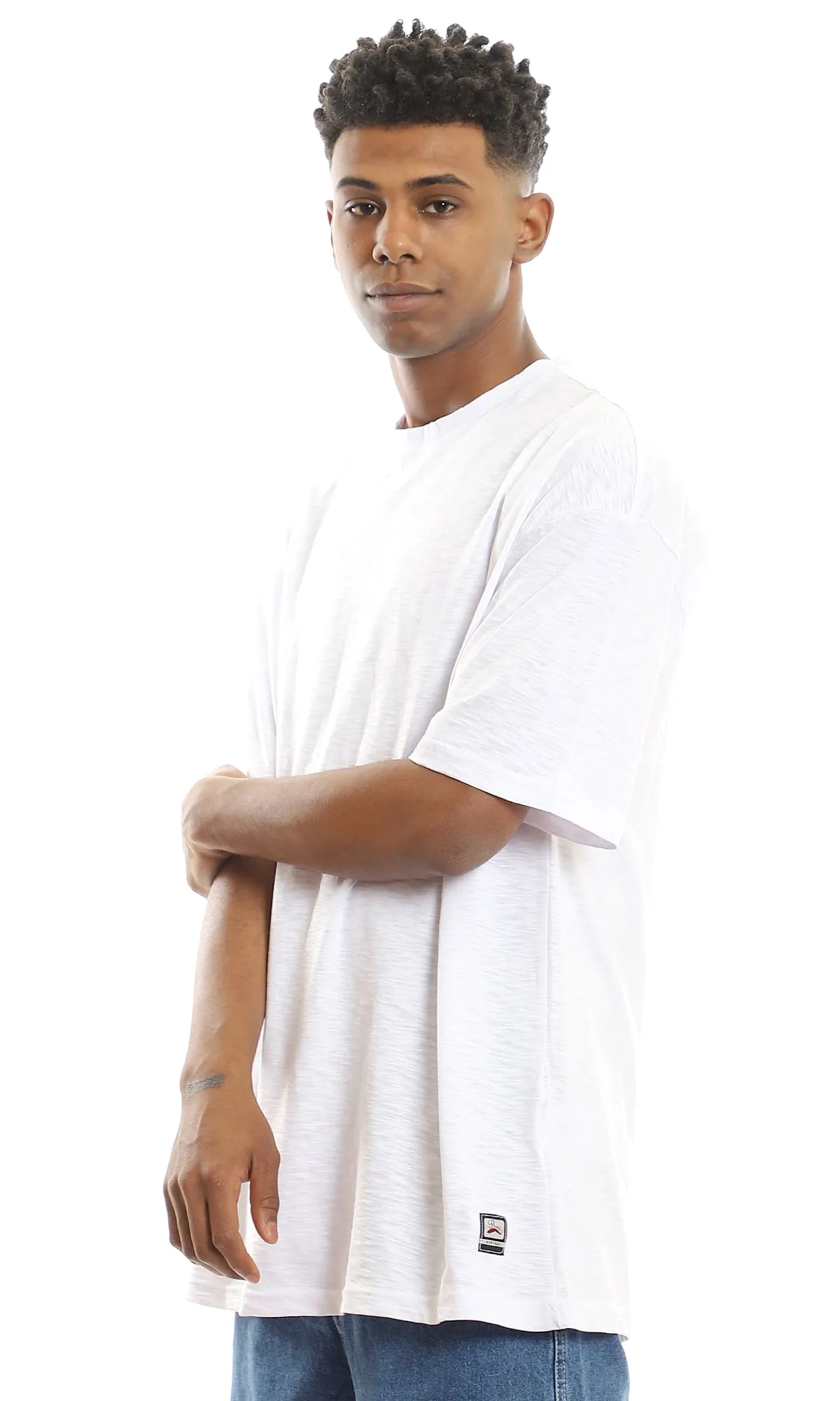 97682 Relaxed Fit Cotton Heather White T-Shirt