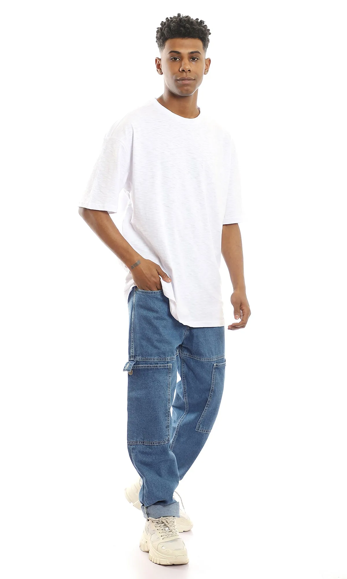 97682 Relaxed Fit Cotton Heather White T-Shirt