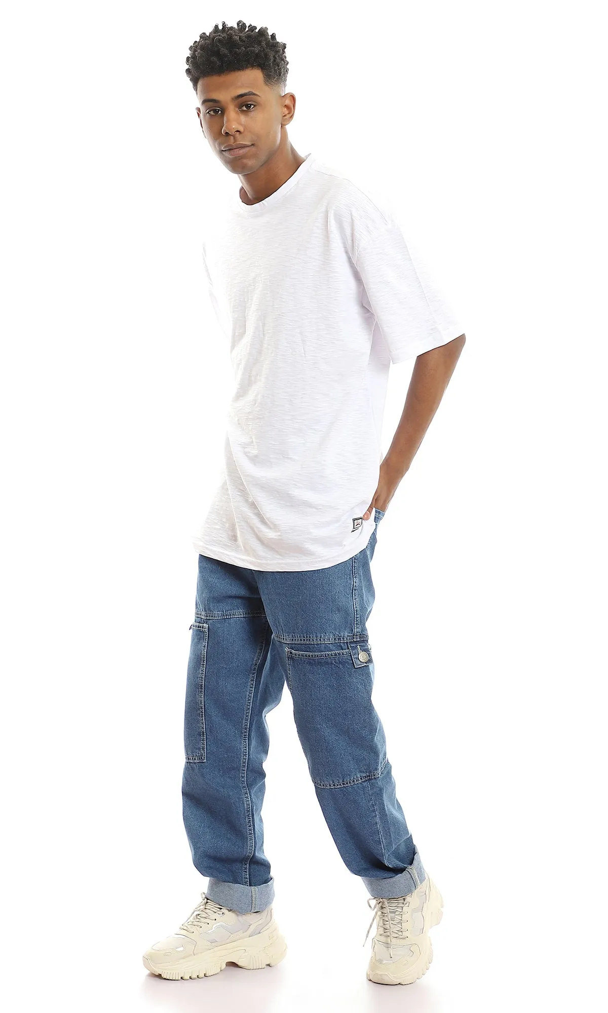97682 Relaxed Fit Cotton Heather White T-Shirt