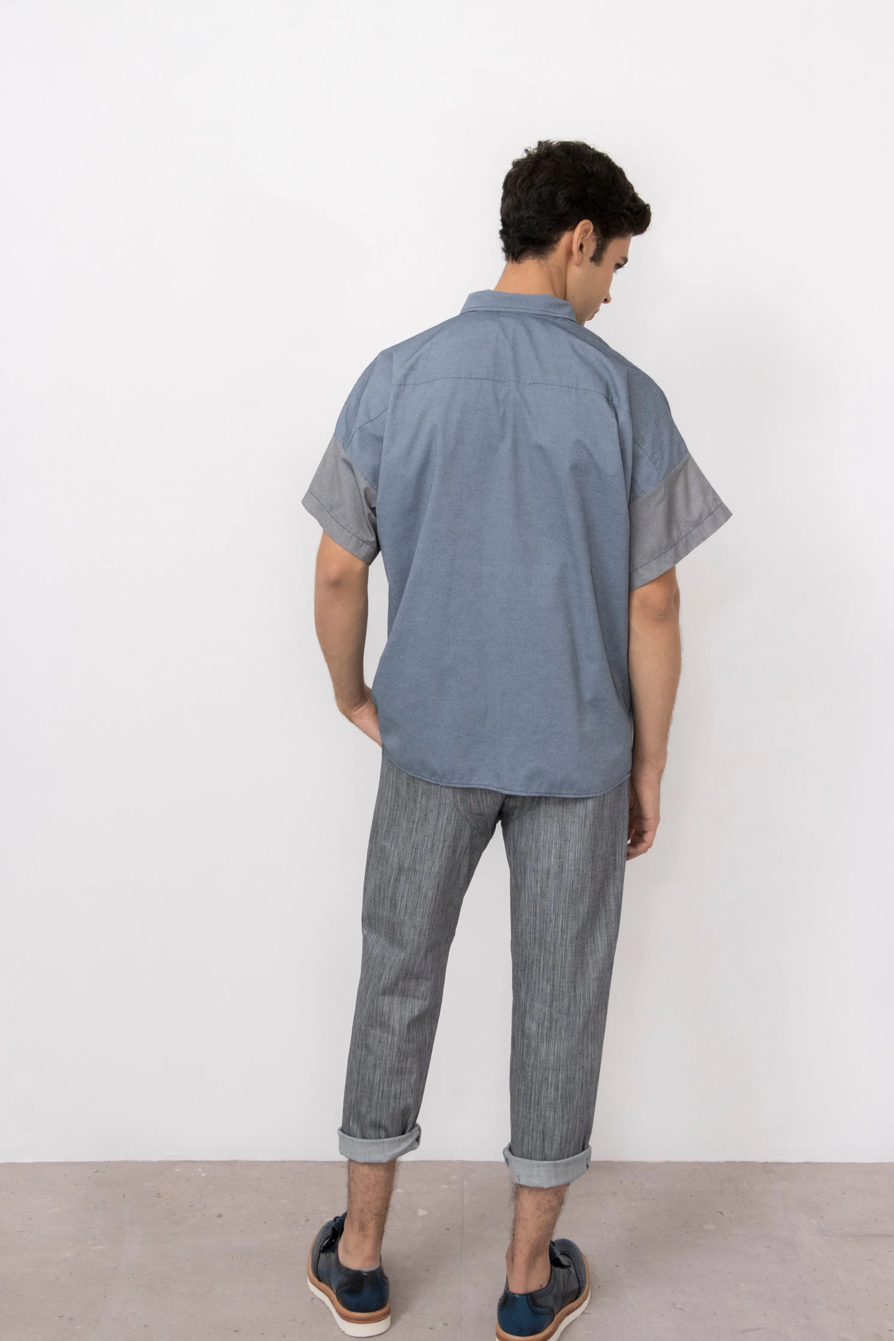 Barium Elastic Waist Stretch Denim Pants