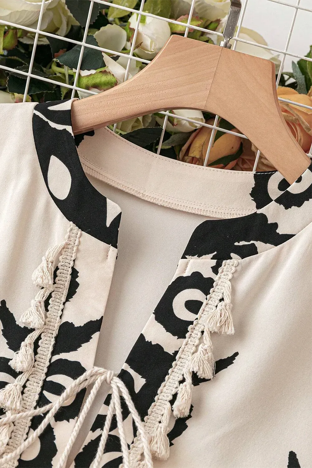 Beige Western Pattern Print Mini Dress
