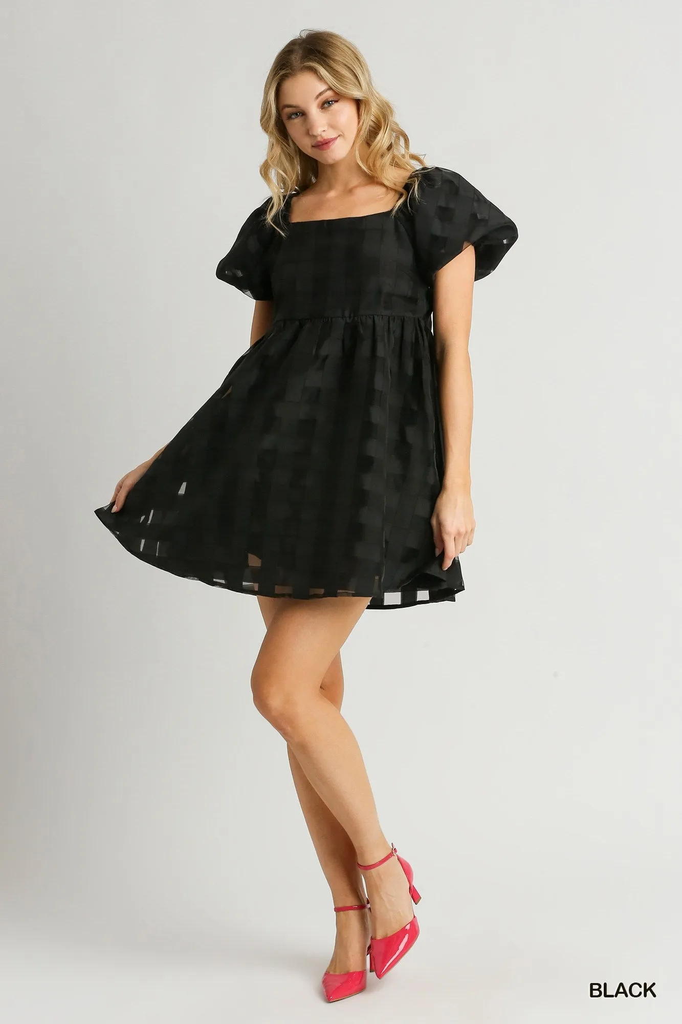 Black Check Organza Dress