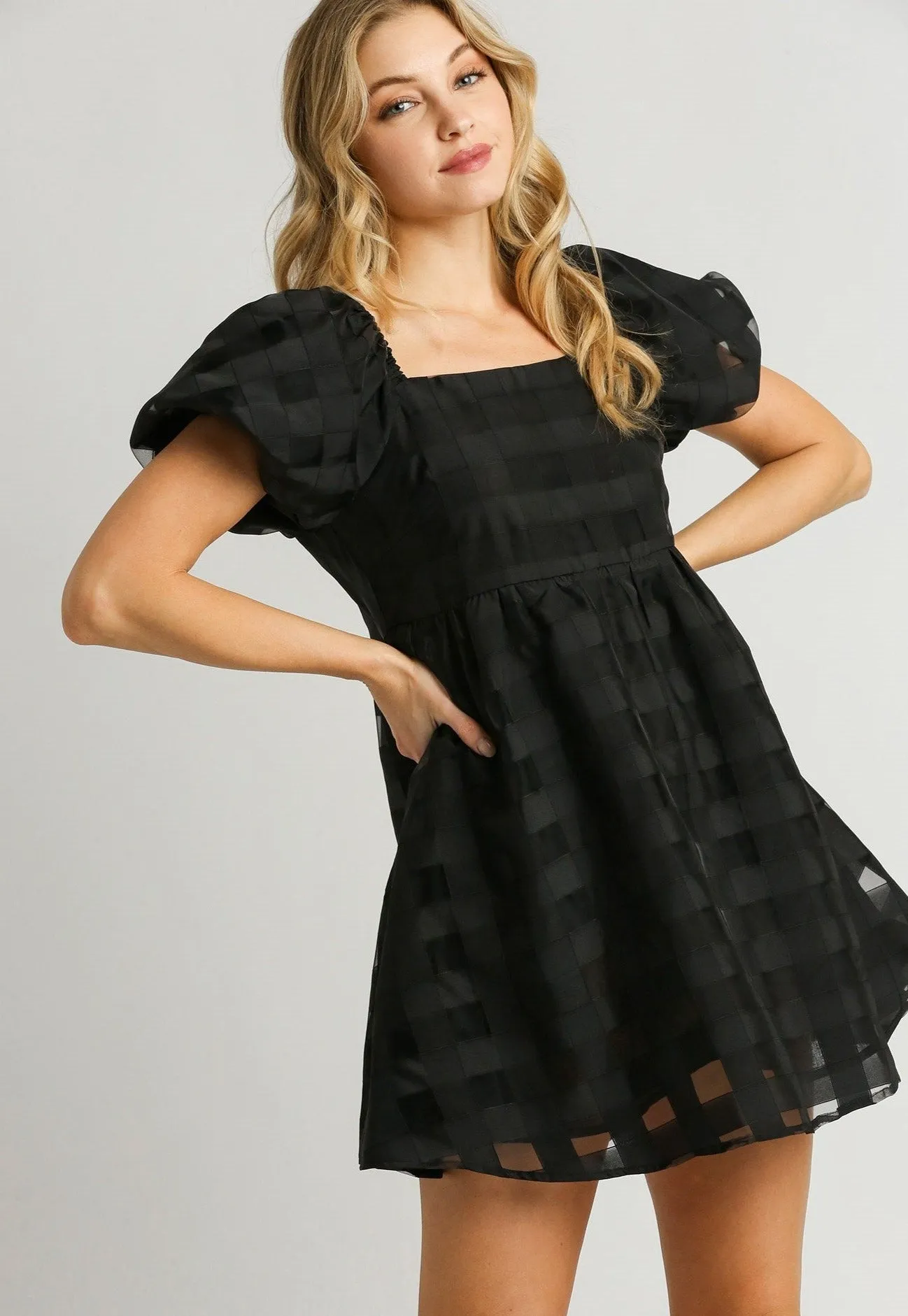 Black Check Organza Dress