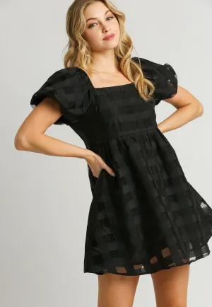 Black Check Organza Dress