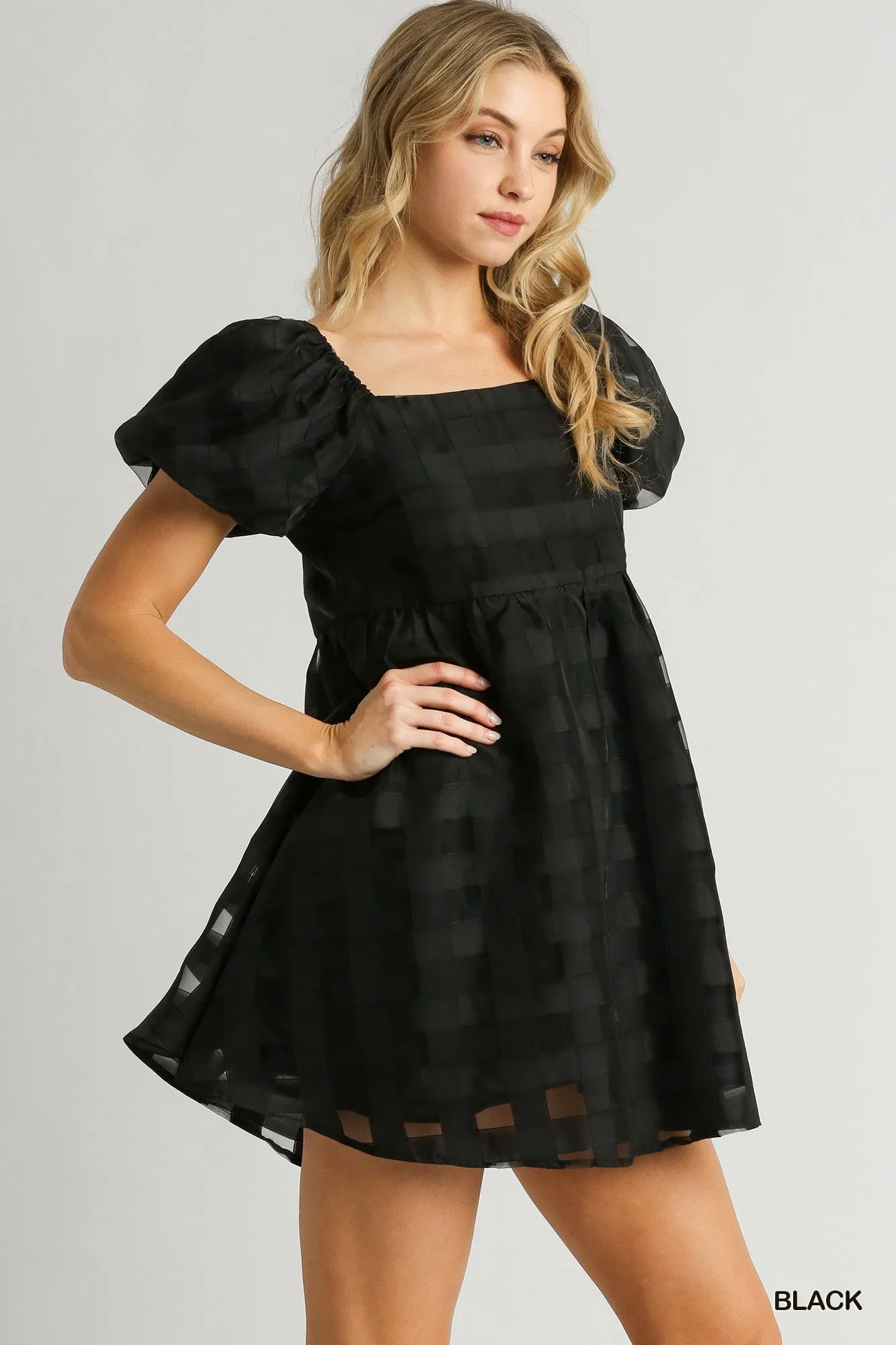 Black Check Organza Dress