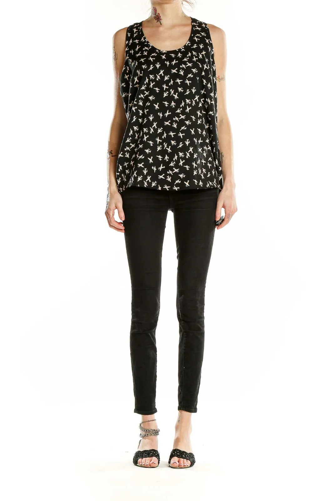 Black Printed Sleeveless Top