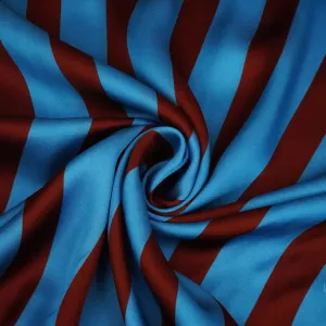 Blue & Brown Stripes Modal Satin Fabric MTF-23840