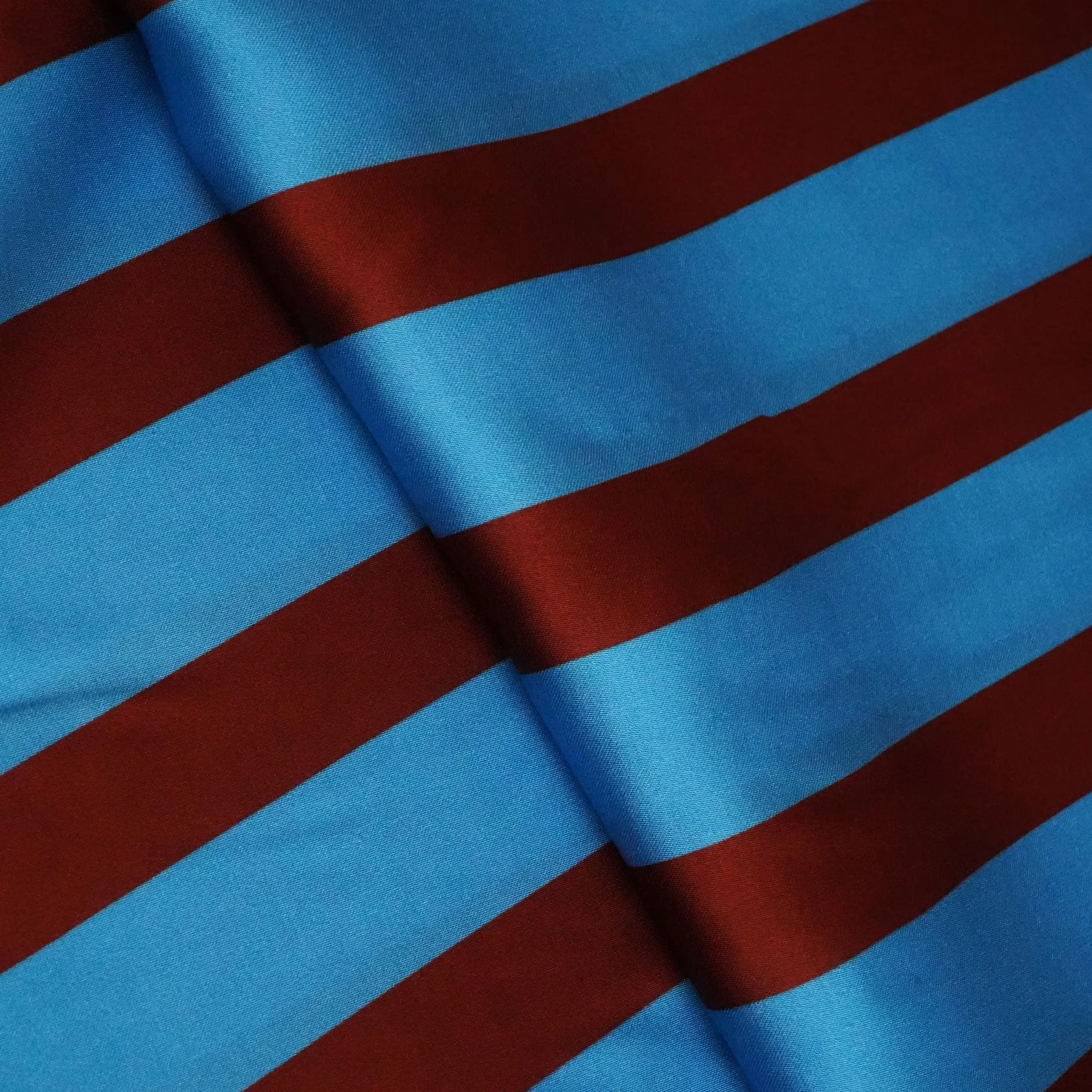 Blue & Brown Stripes Modal Satin Fabric MTF-23840