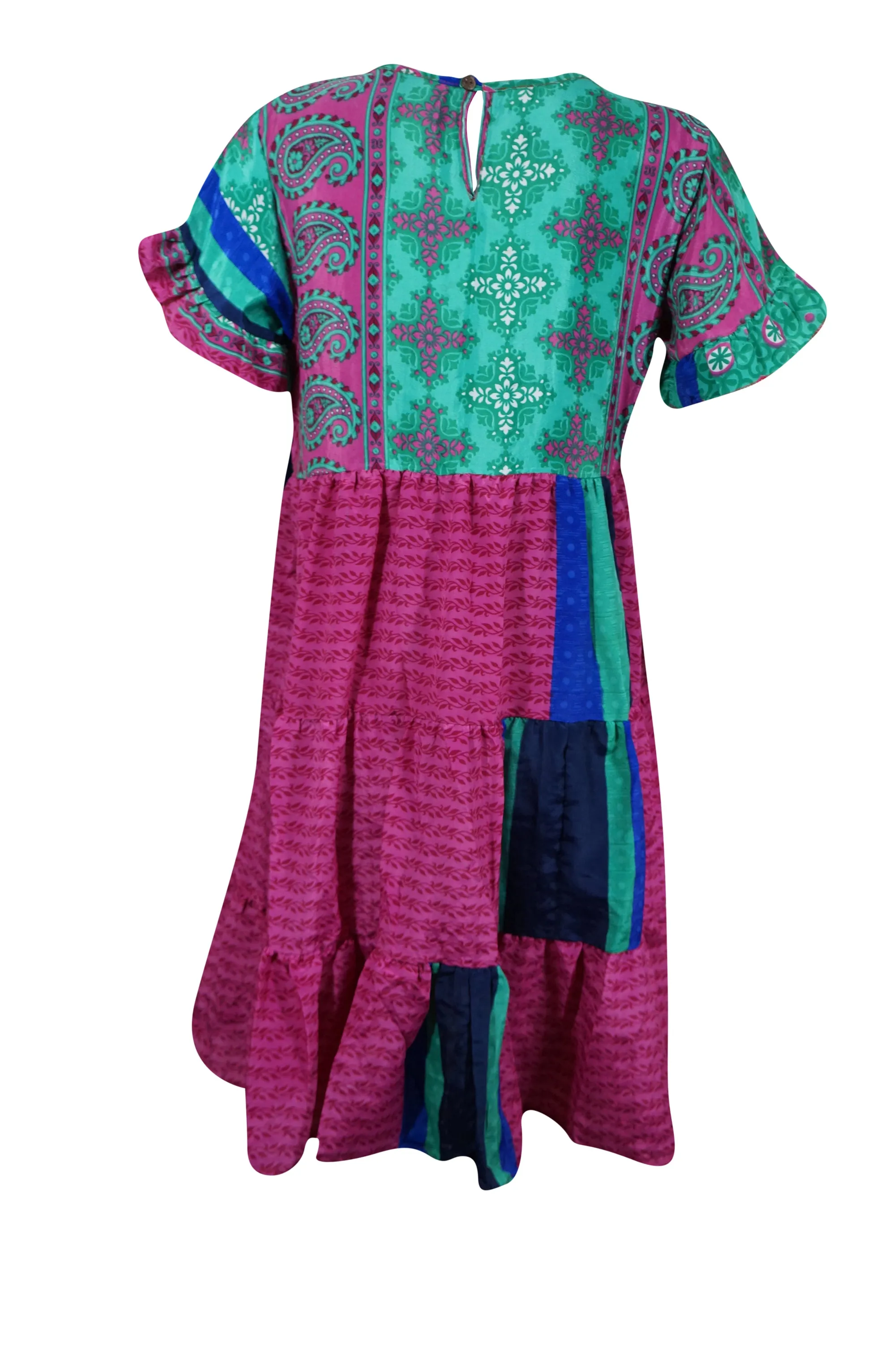 Bohemian Summer dress Fuchsia Pink Short Dresses for Women, Shift Dress M