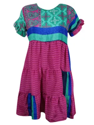 Bohemian Summer dress Fuchsia Pink Short Dresses for Women, Shift Dress M
