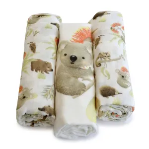 Bubba Blue Aussie 3pk Muslin Wraps