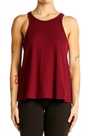 Burgundy Ribbed Sleeveless Tank Top