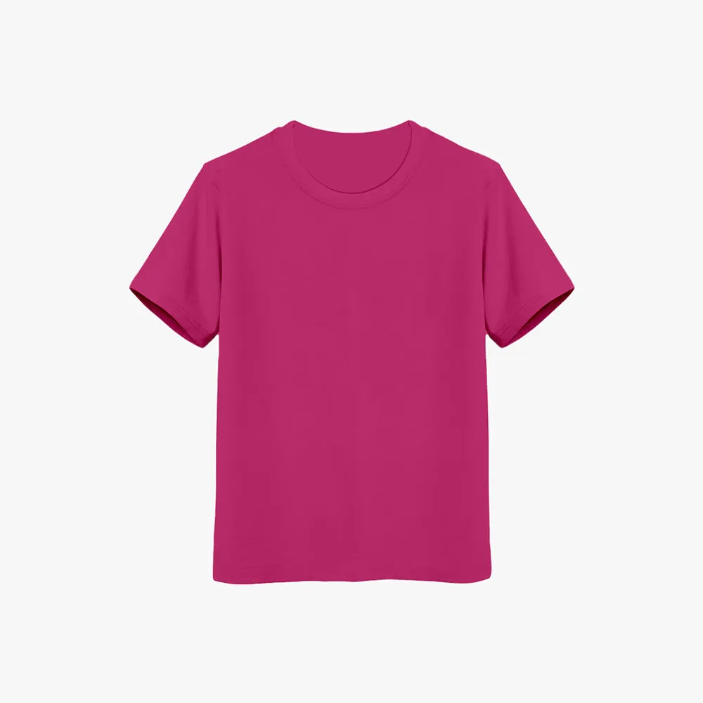 Buy Organic Cotton Plain Pink T-Shirt for Girls-Soft Cotton Kids wear Online