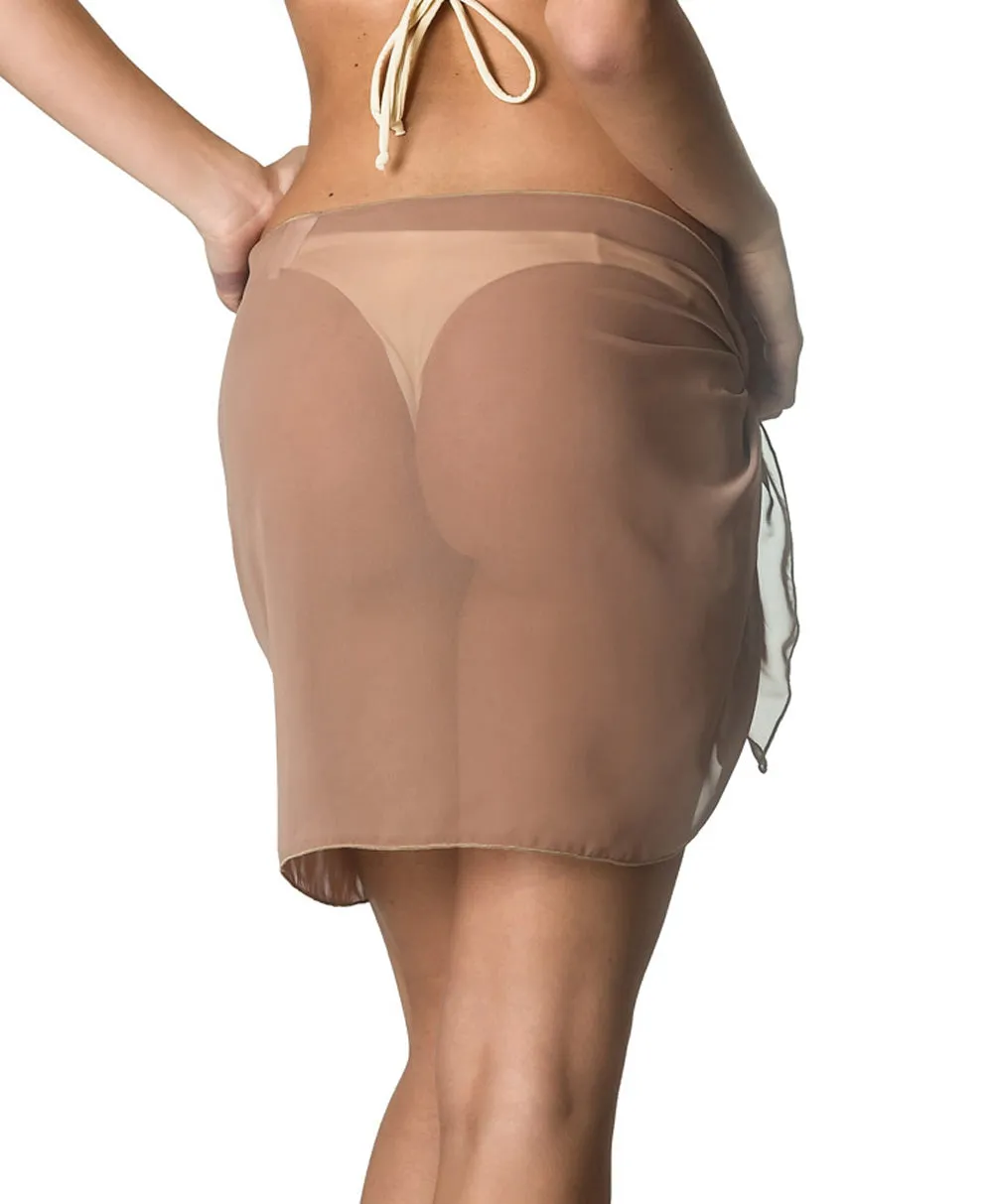 Cafe - Solid Chiffon Short Sarong  Cover Up