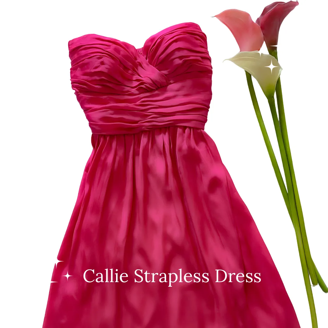 Callie Strapless Fuschia Dress