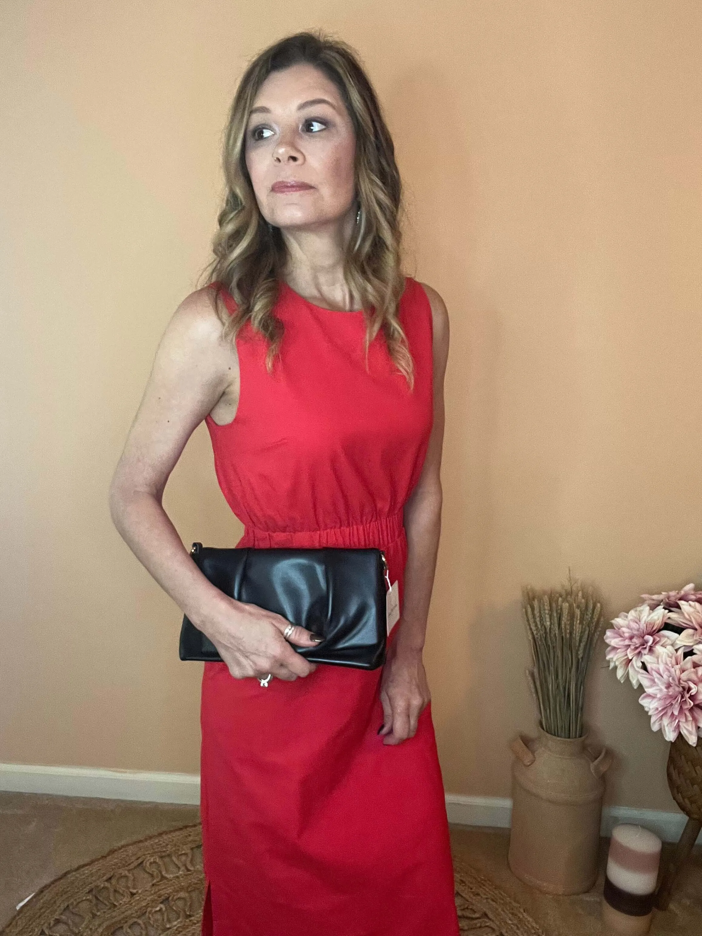 Center of Attention Midi Dress - Red