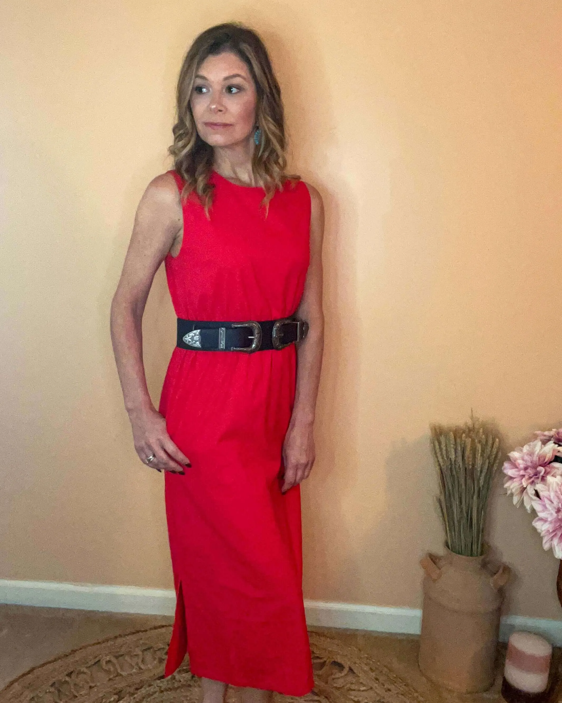 Center of Attention Midi Dress - Red