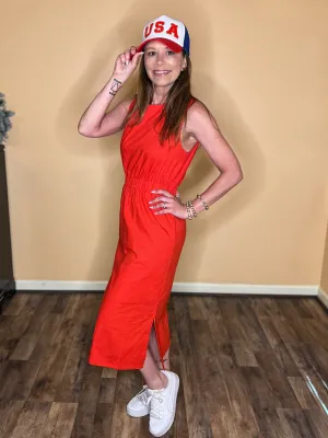 Center of Attention Midi Dress - Red