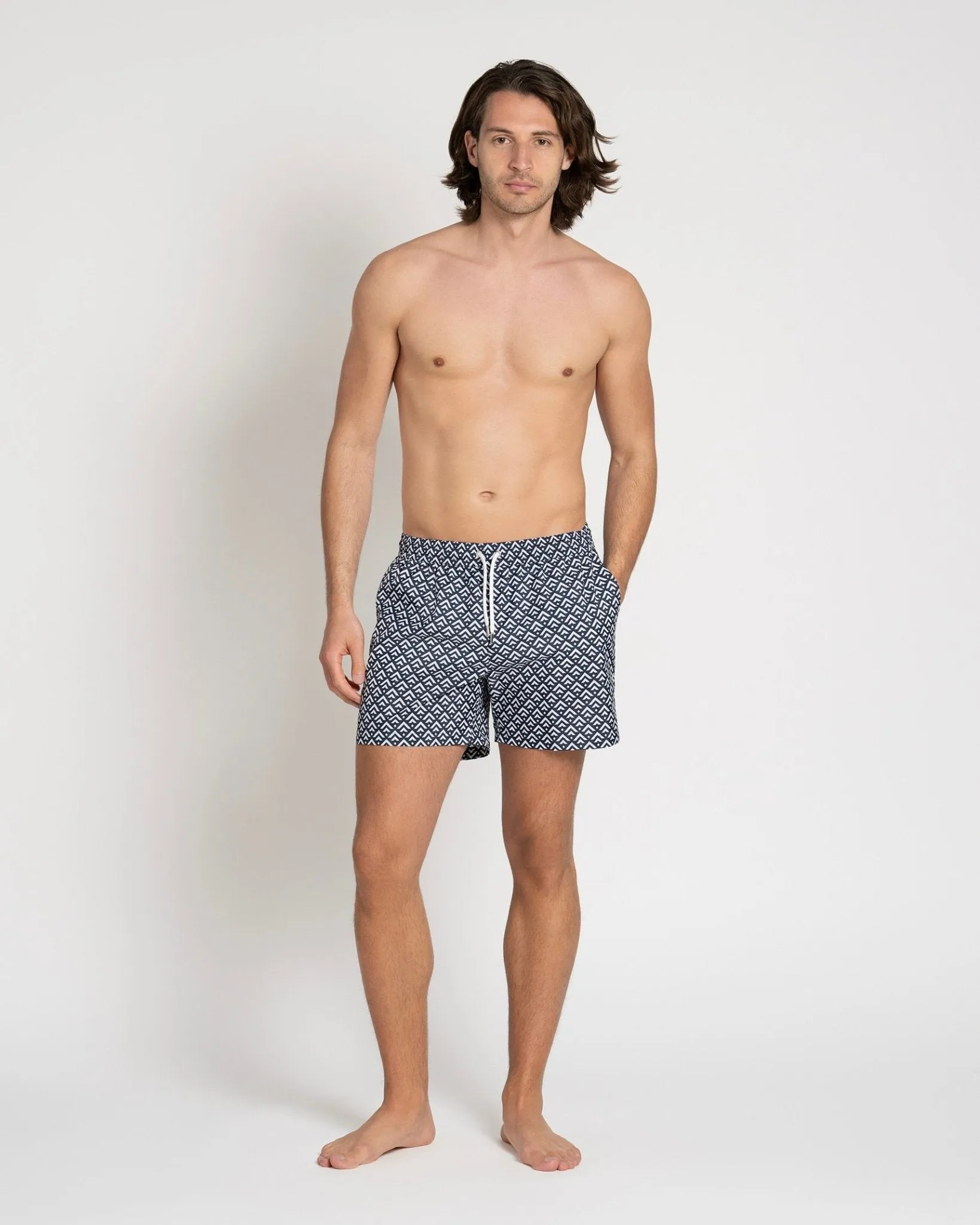 Classic Swim Shorts Navy Chevron