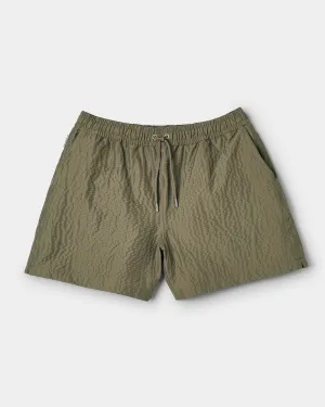 Classic Swim Shorts Olive Seersucker