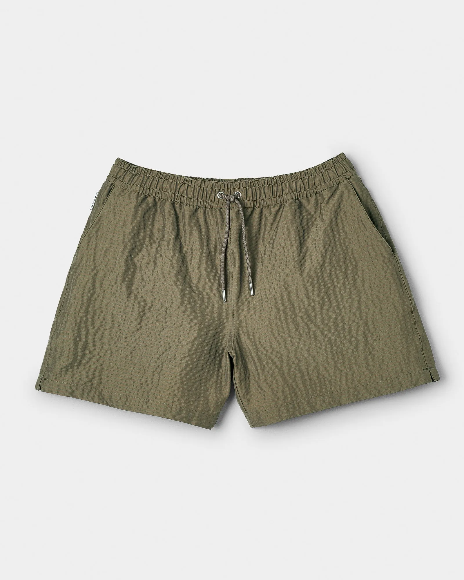 Classic Swim Shorts Olive Seersucker