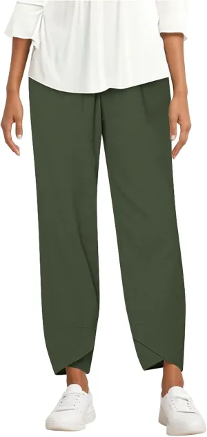 Cotton Capri Pants for Women Summer Baggy Linen Capri Pants High Waist Wide Leg Crop Pants Comfy Palazzo Trousers