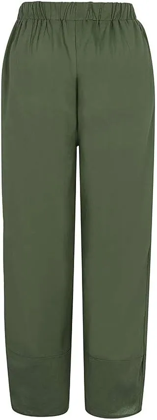 Cotton Capri Pants for Women Summer Baggy Linen Capri Pants High Waist Wide Leg Crop Pants Comfy Palazzo Trousers
