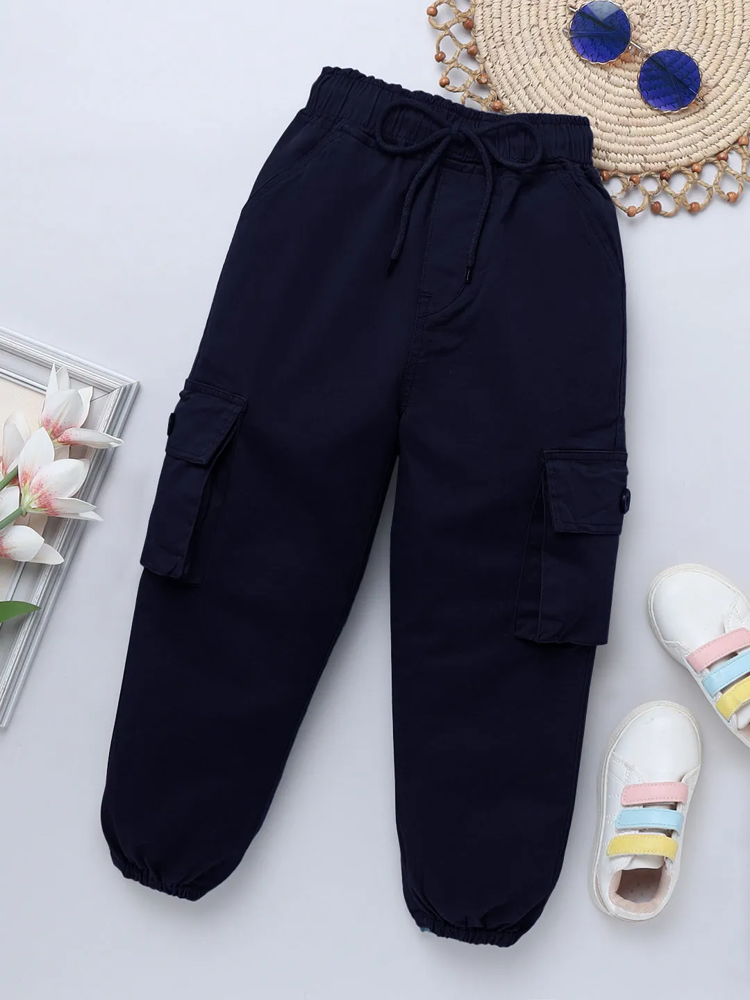 Cotton Navy Blue Cargo for Girls & Boys