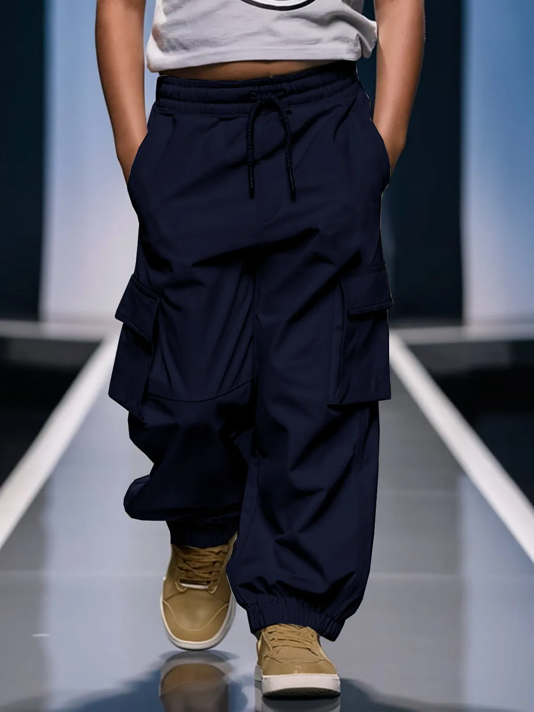 Cotton Navy Blue Cargo for Girls & Boys