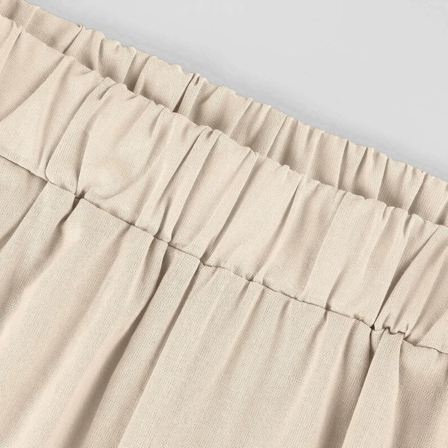 Cropped Linen Pants Women Plus Size Lightweight Summer Pants Straight Wide Leg Crop Pants Beach Pants with Pockets