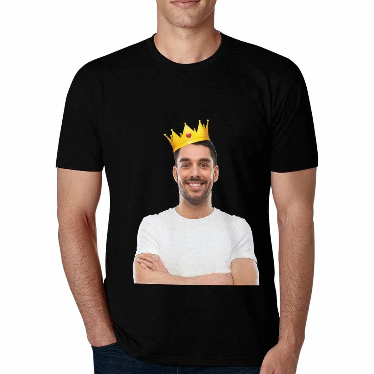 Custom Shirt with Photo Birthday Crown Design Put Your Face on Men's All Over Print T-shirt
