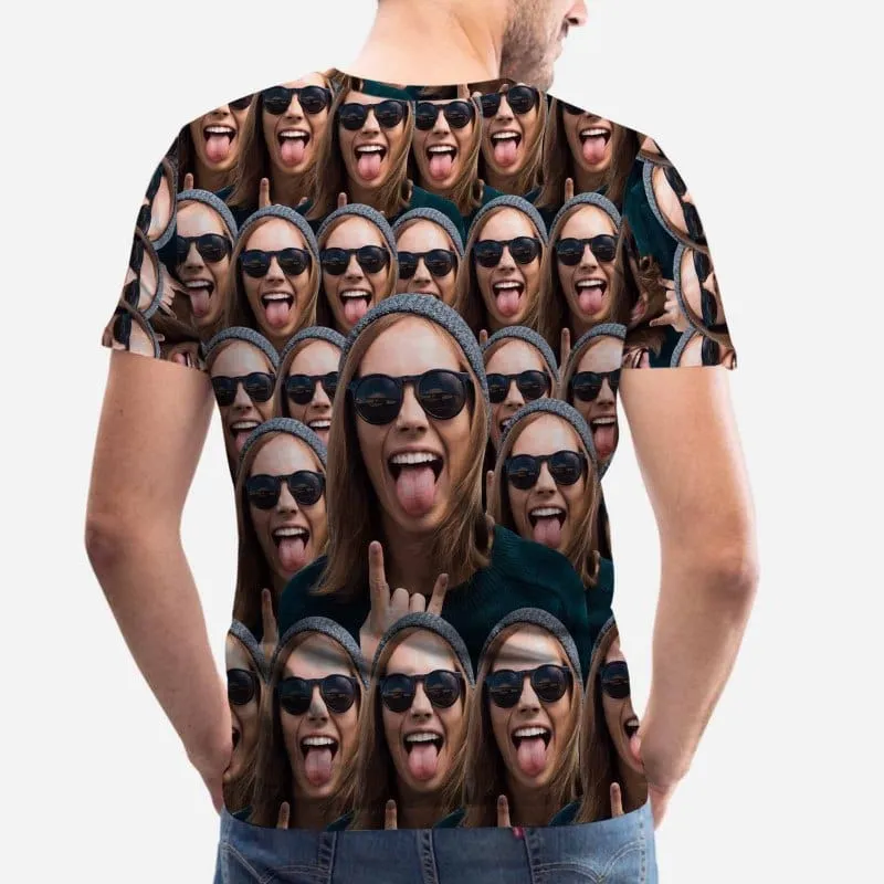 Custom Shirts with Personalized Pictures Cool Gesture Sunglasses Put Your Face on Men's All Over Print T-shirt