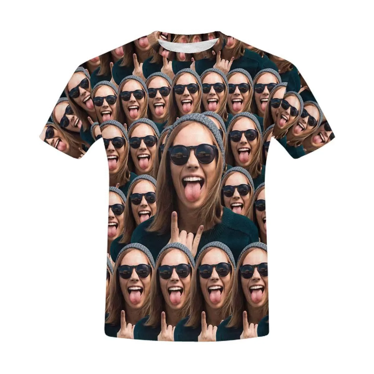 Custom Shirts with Personalized Pictures Cool Gesture Sunglasses Put Your Face on Men's All Over Print T-shirt