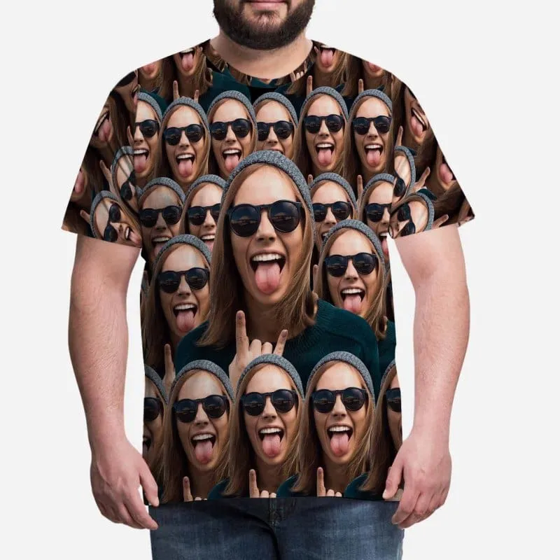 Custom Shirts with Personalized Pictures Cool Gesture Sunglasses Put Your Face on Men's All Over Print T-shirt