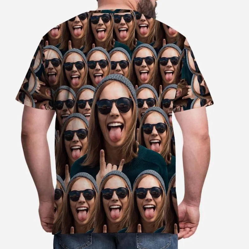 Custom Shirts with Personalized Pictures Cool Gesture Sunglasses Put Your Face on Men's All Over Print T-shirt