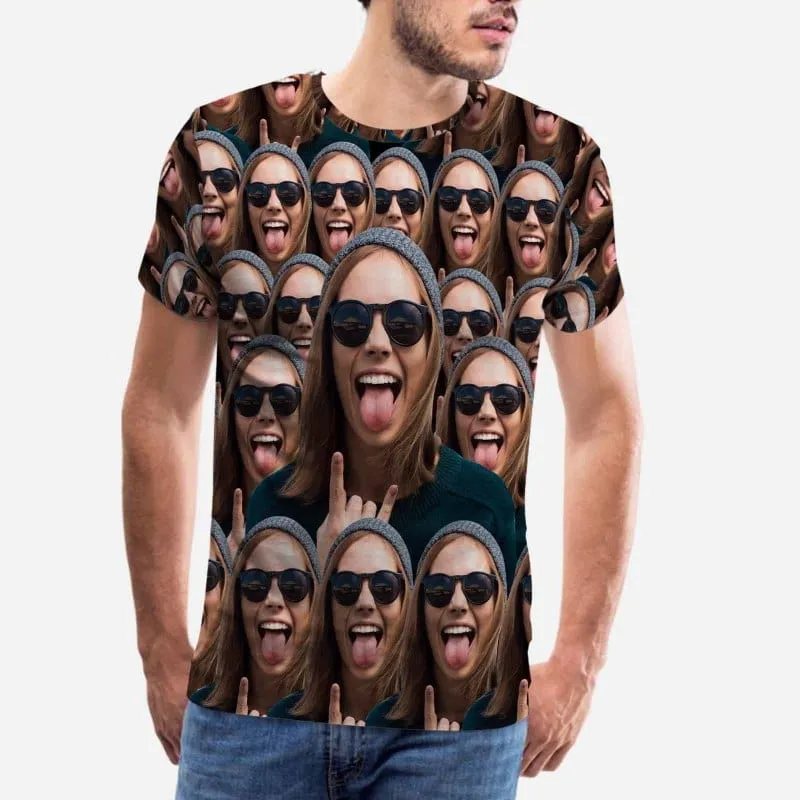 Custom Shirts with Personalized Pictures Cool Gesture Sunglasses Put Your Face on Men's All Over Print T-shirt