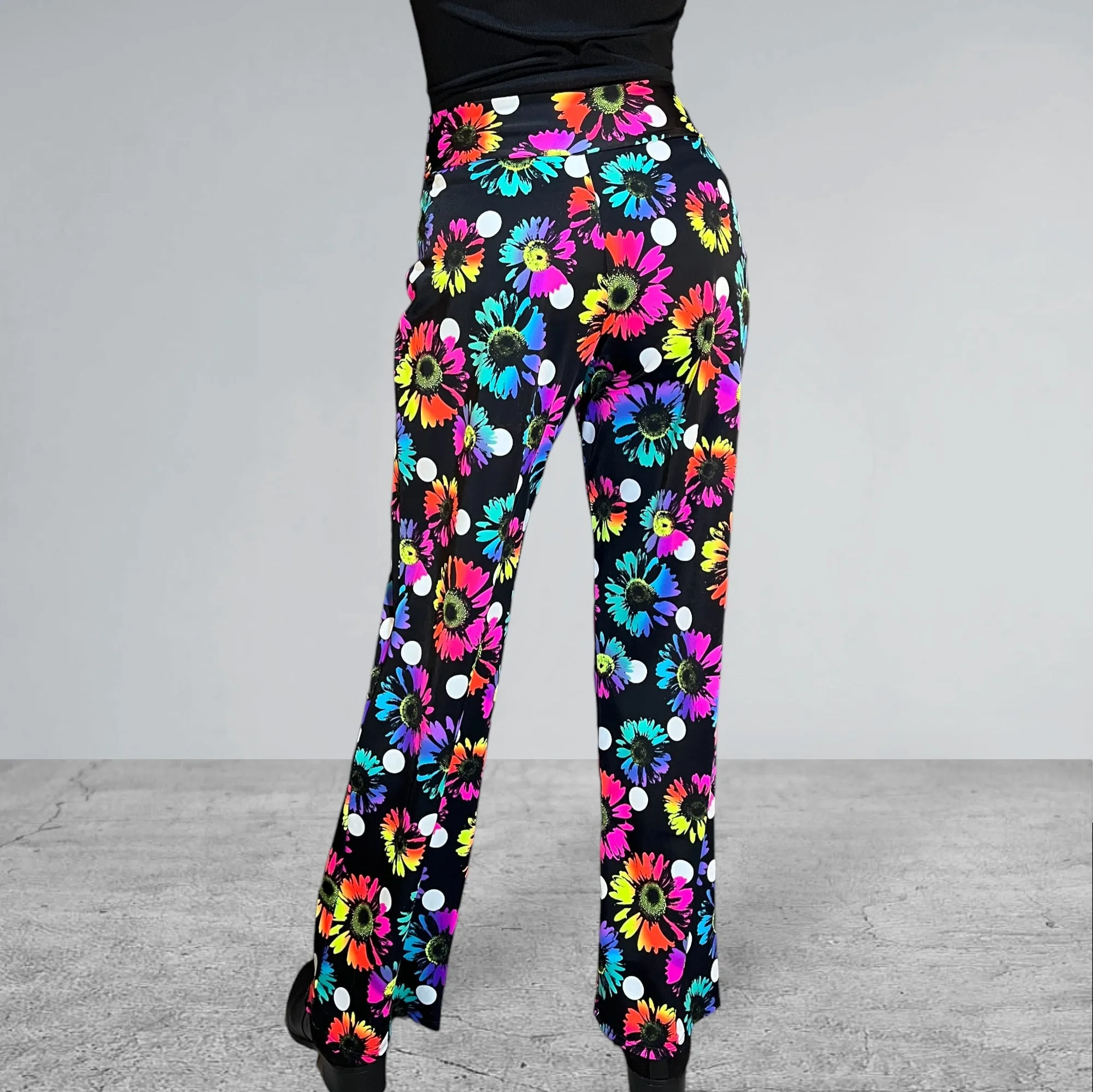 Electric Daisy Polka Dot Neon Straight Wide Leg Relaxed Fit Pants