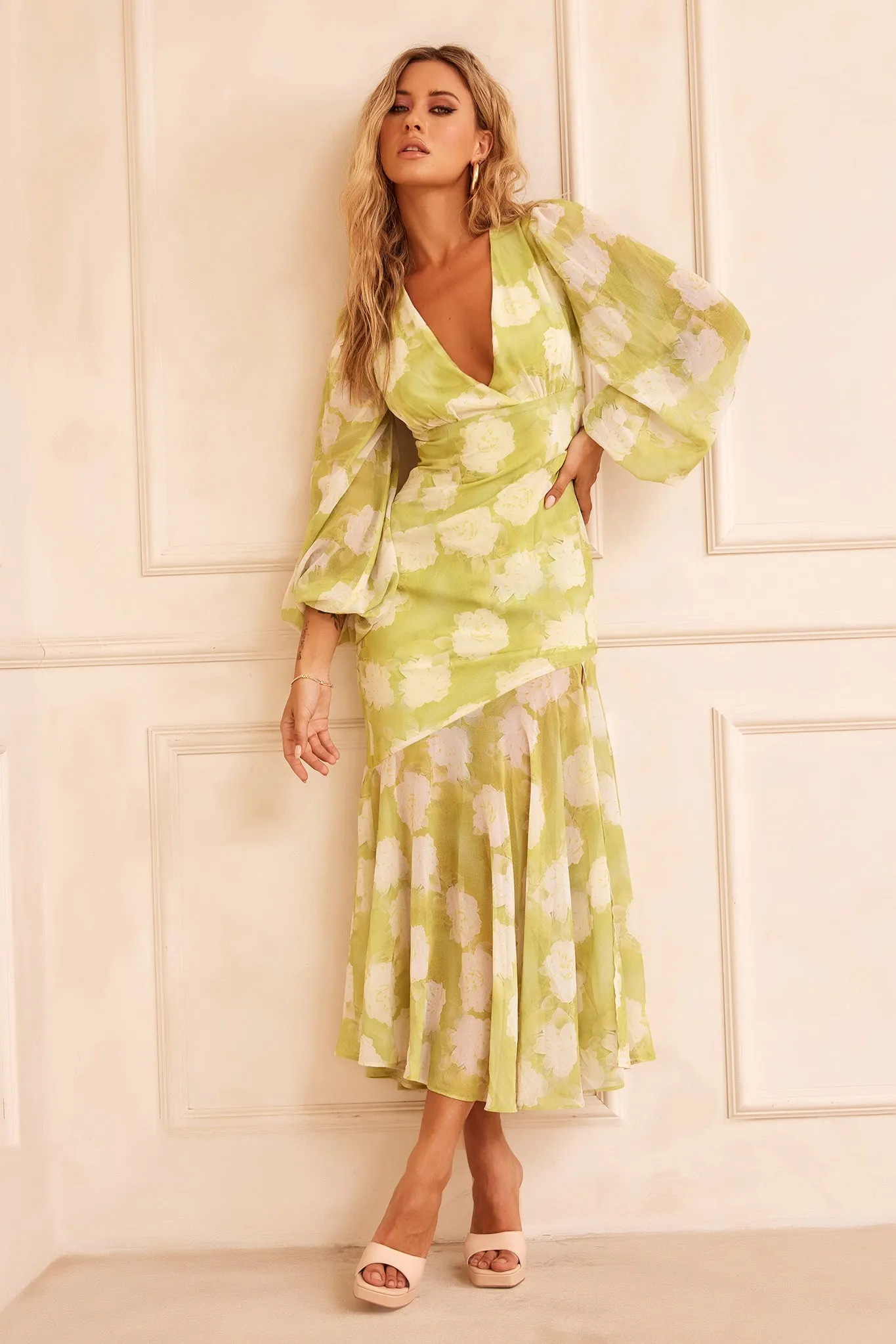Formation Midi Dress - Lime