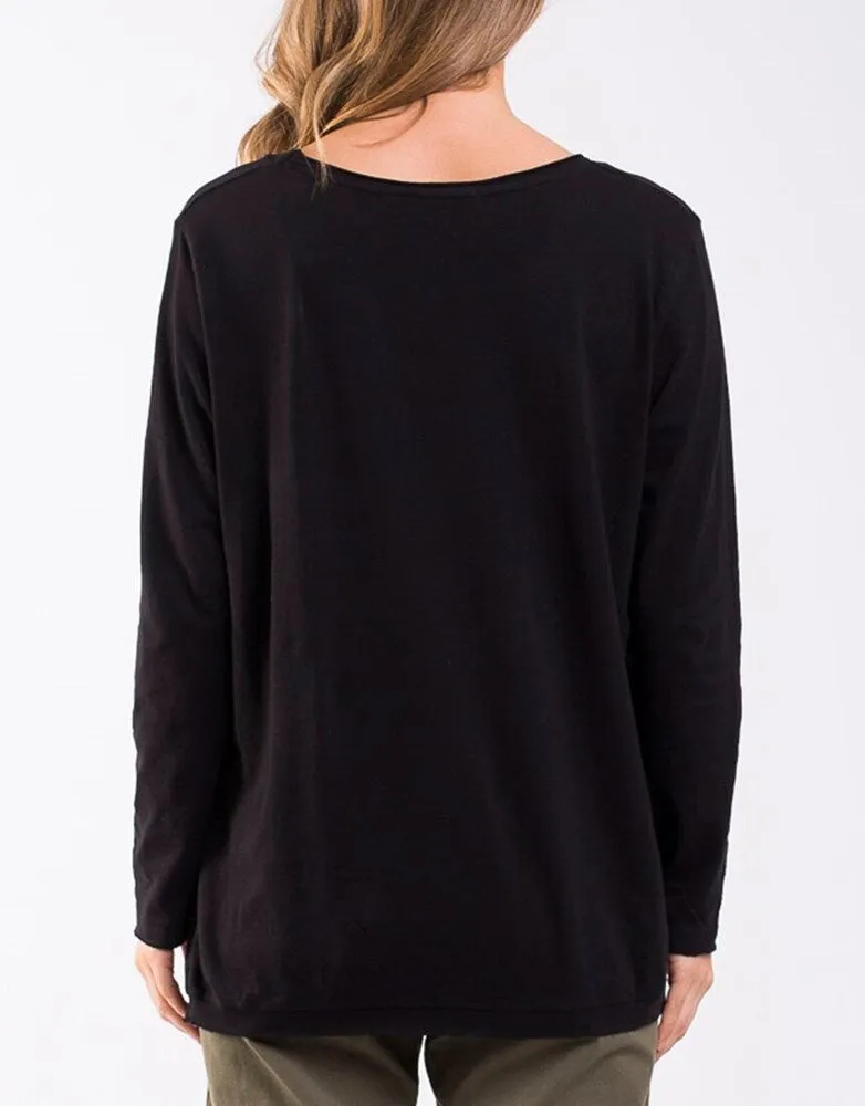 Foxwood Highline Vee Neck Top Black