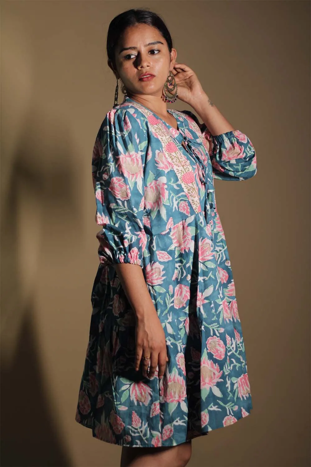 Gypsy | Short Dress | Teal Sanganeri