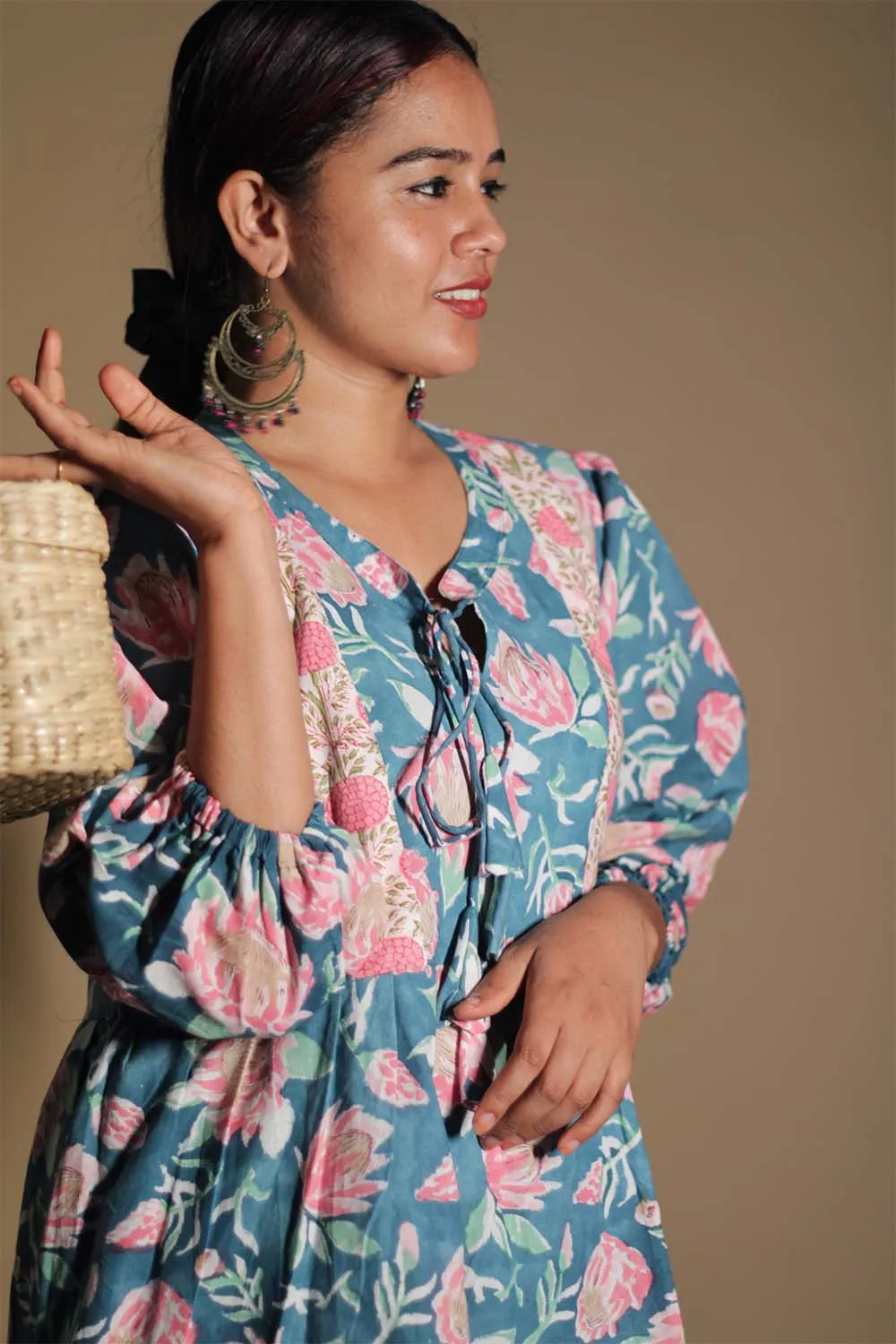 Gypsy | Short Dress | Teal Sanganeri