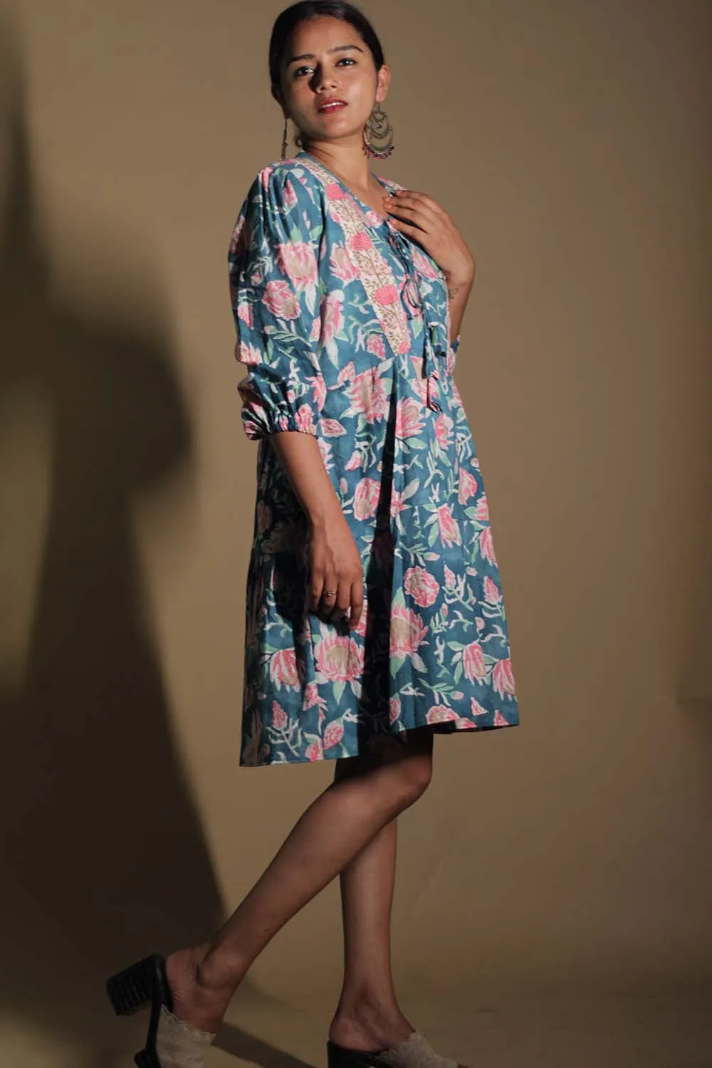 Gypsy | Short Dress | Teal Sanganeri