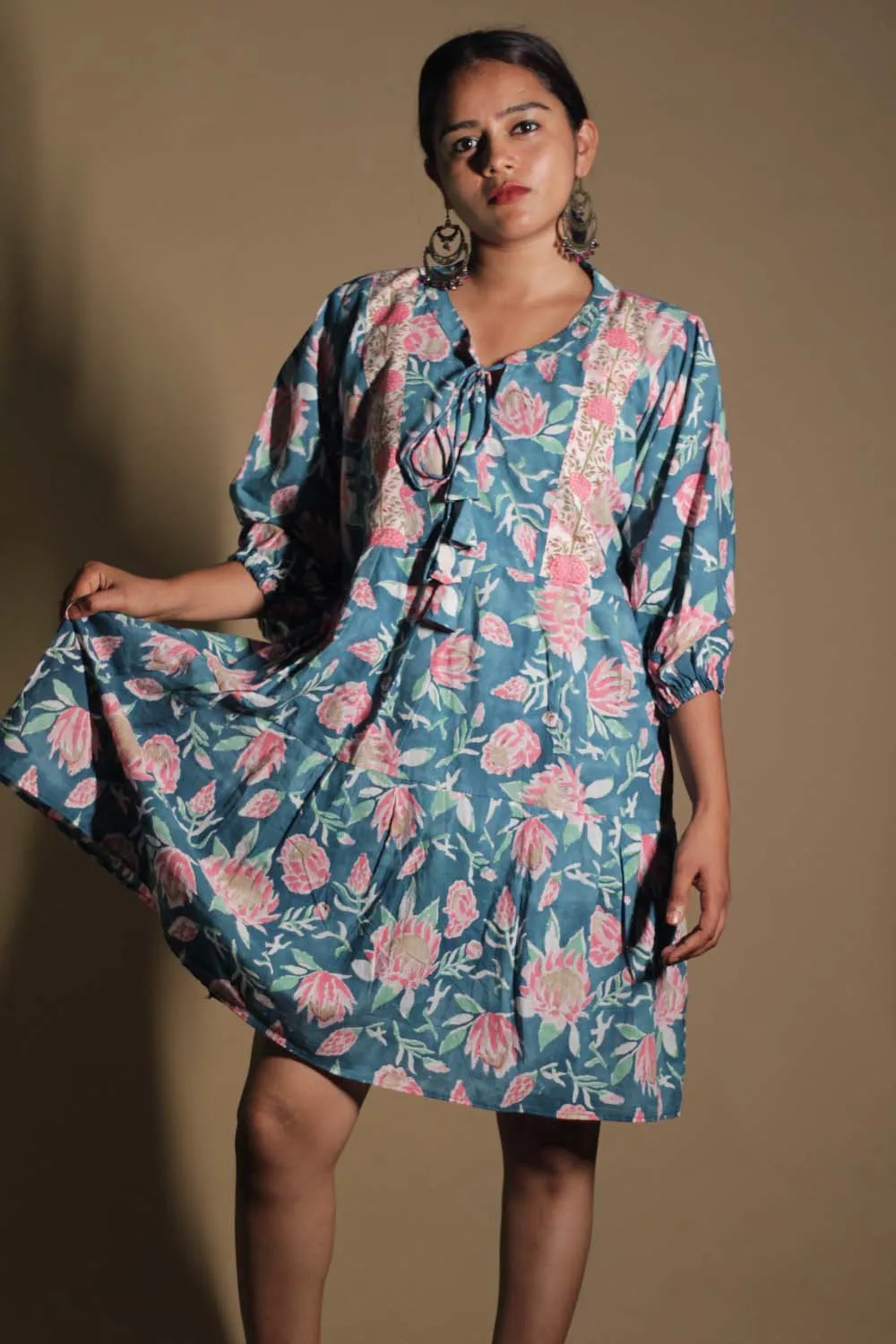 Gypsy | Short Dress | Teal Sanganeri