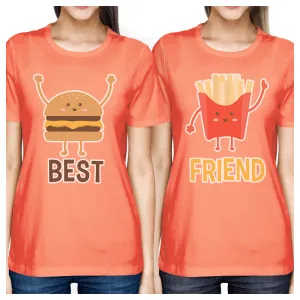 Hamburger And Fries BFF Matching Shirts Womens Peach Graphic Tshirt