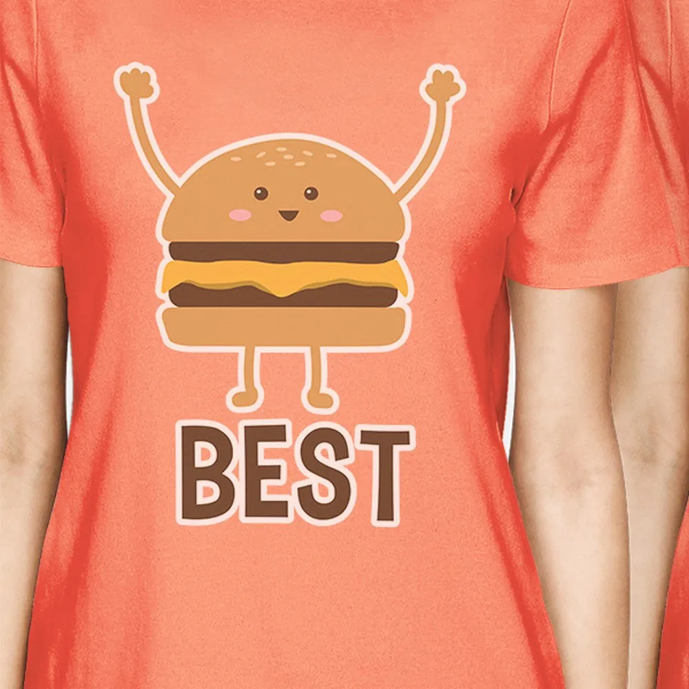 Hamburger And Fries BFF Matching Shirts Womens Peach Graphic Tshirt