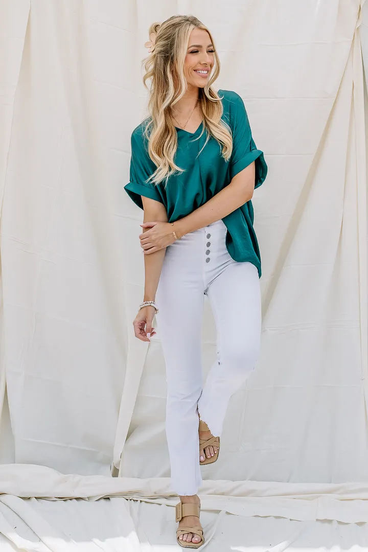 Holding Steady Satin Top | Dark Teal