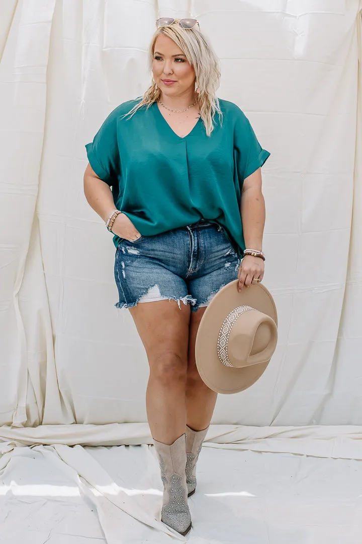Holding Steady Satin Top | Dark Teal